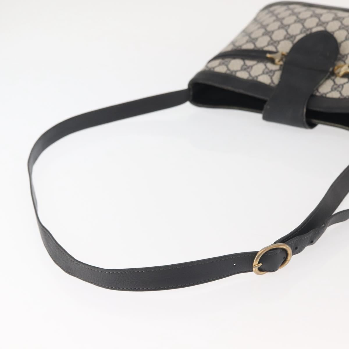 GUCCI GG Supreme Horsebit Shoulder Bag PVC Navy Gold 23 01 3373 Auth 144078