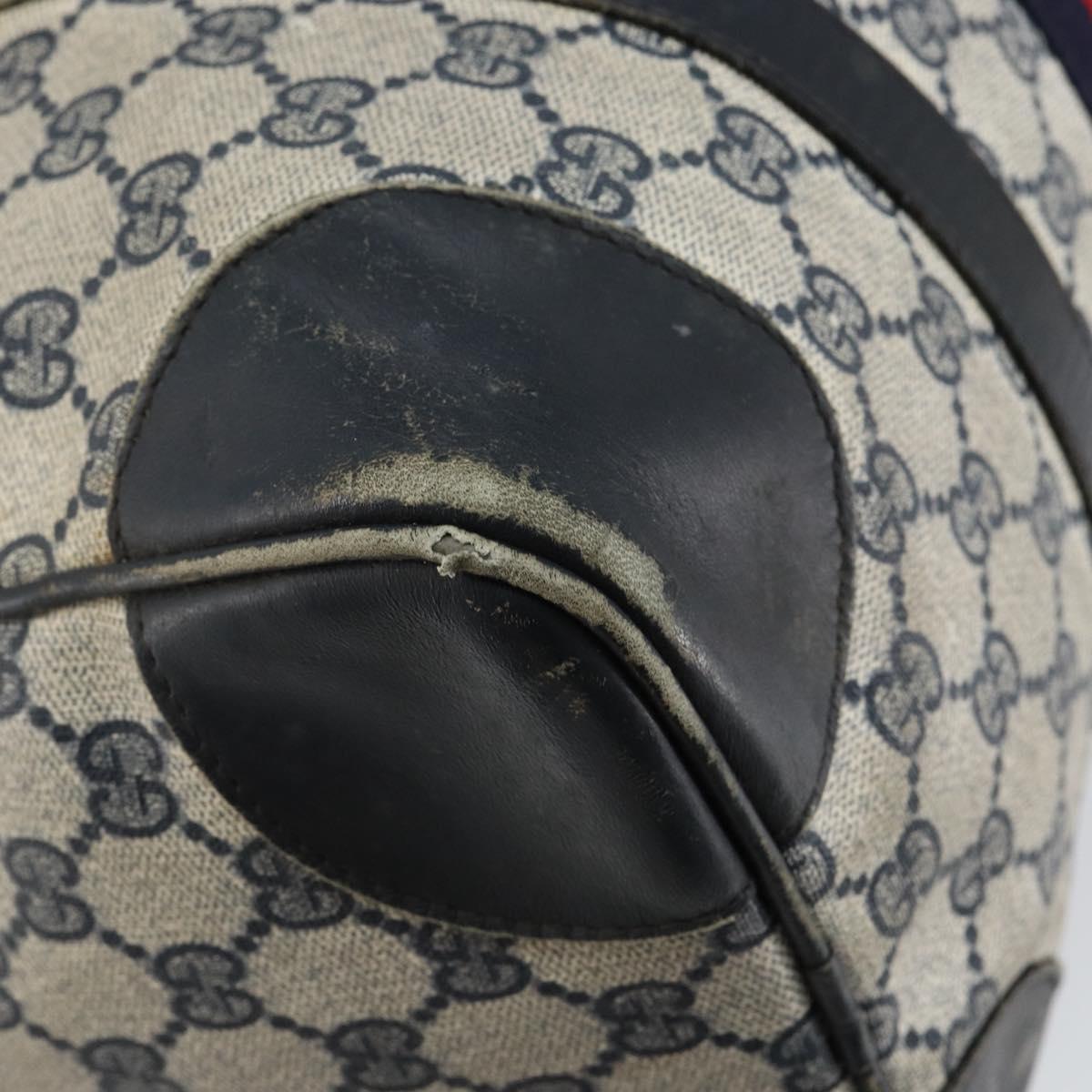 GUCCI GG Supreme Sherry Line Boston Bag PVC Navy Gold Auth 144080
