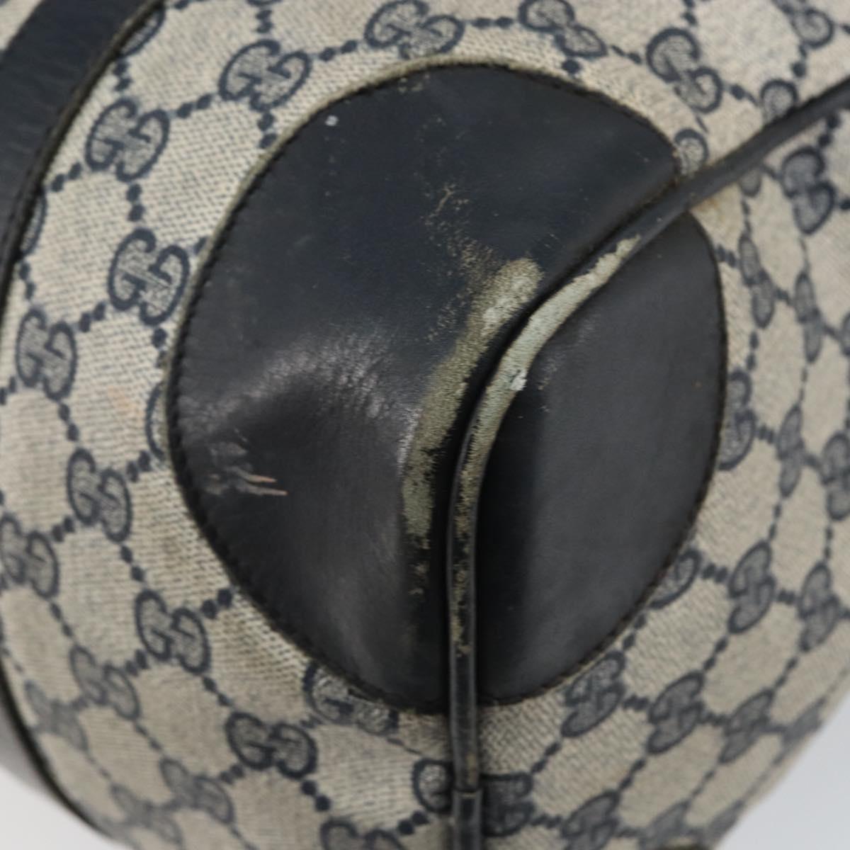 GUCCI GG Supreme Sherry Line Boston Bag PVC Navy Gold Auth 144080