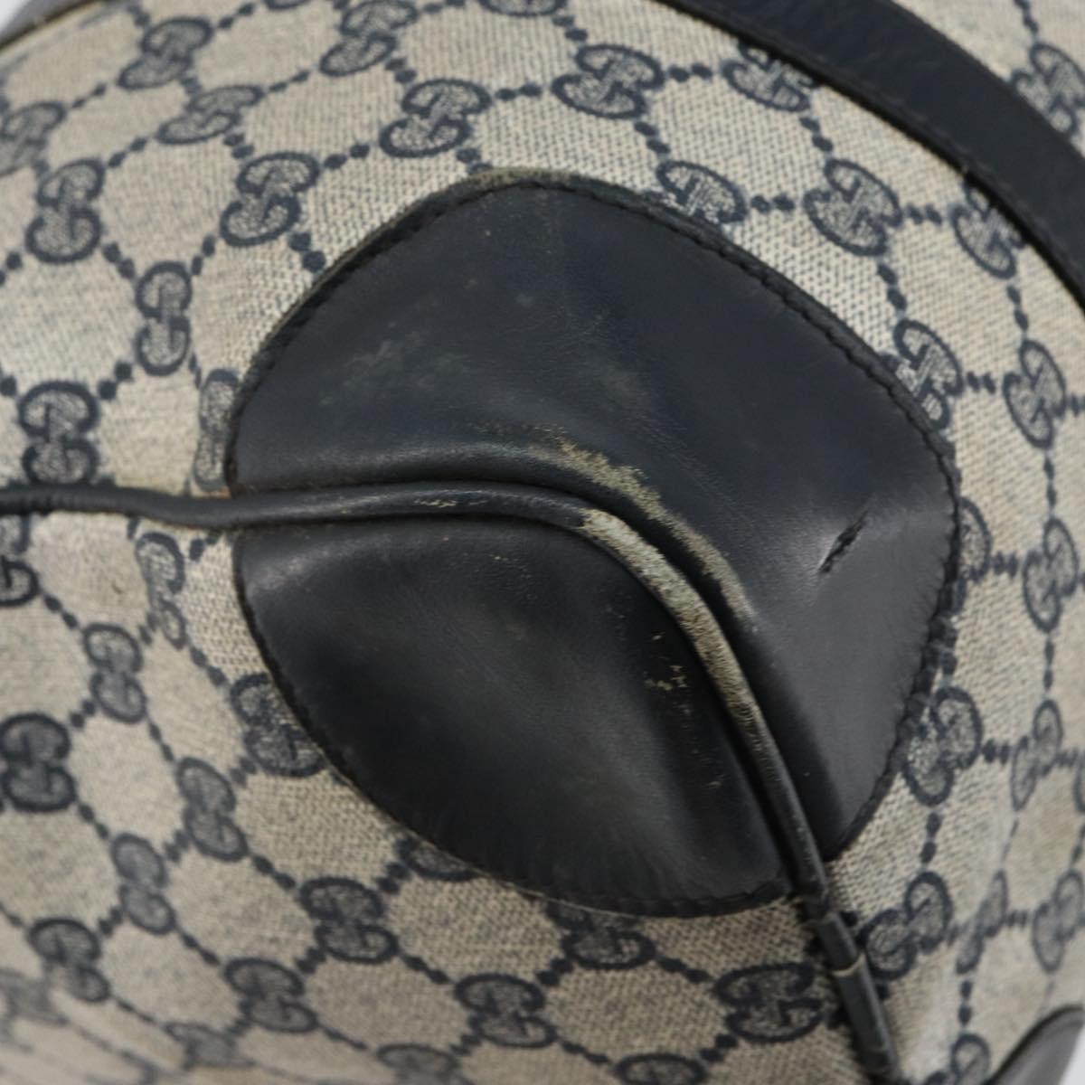 GUCCI GG Supreme Sherry Line Boston Bag PVC Navy Gold Auth 144080