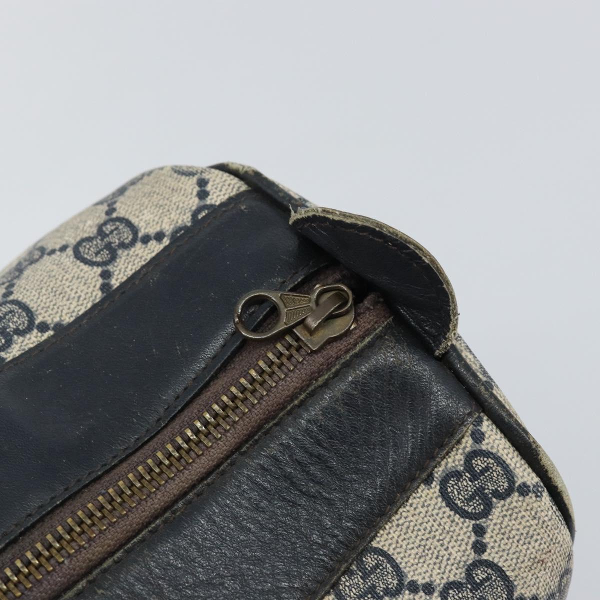 GUCCI GG Supreme Sherry Line Boston Bag PVC Navy Gold Auth 144080