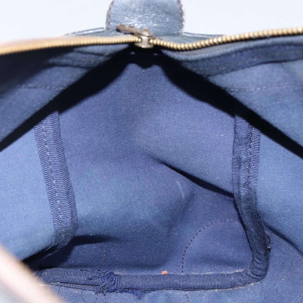 GUCCI GG Supreme Sherry Line Boston Bag PVC Navy Gold Auth 144080