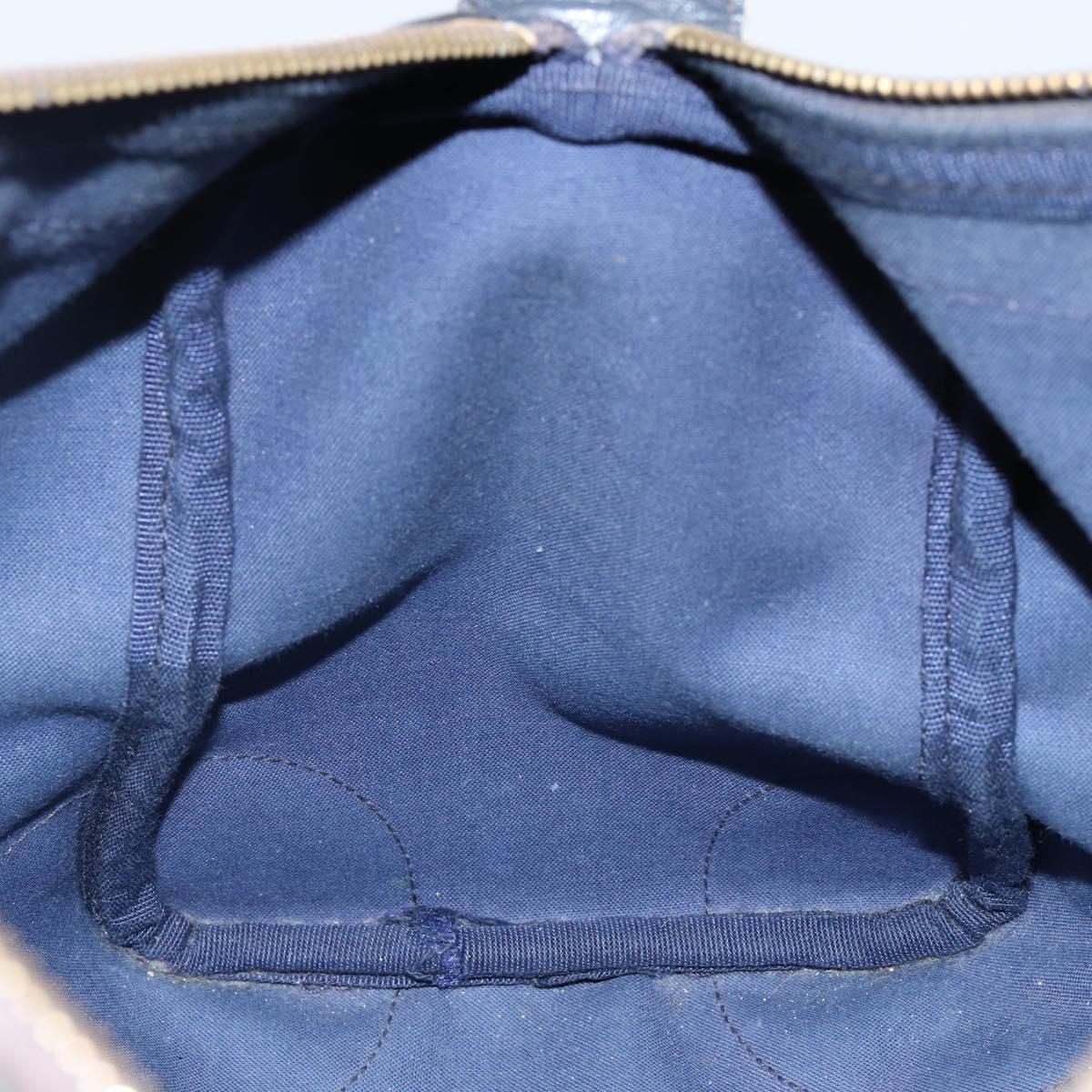 GUCCI GG Supreme Sherry Line Boston Bag PVC Navy Gold Auth 144080