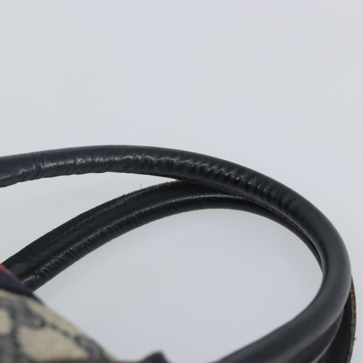 GUCCI GG Supreme Sherry Line Boston Bag PVC Navy Gold Auth 144080