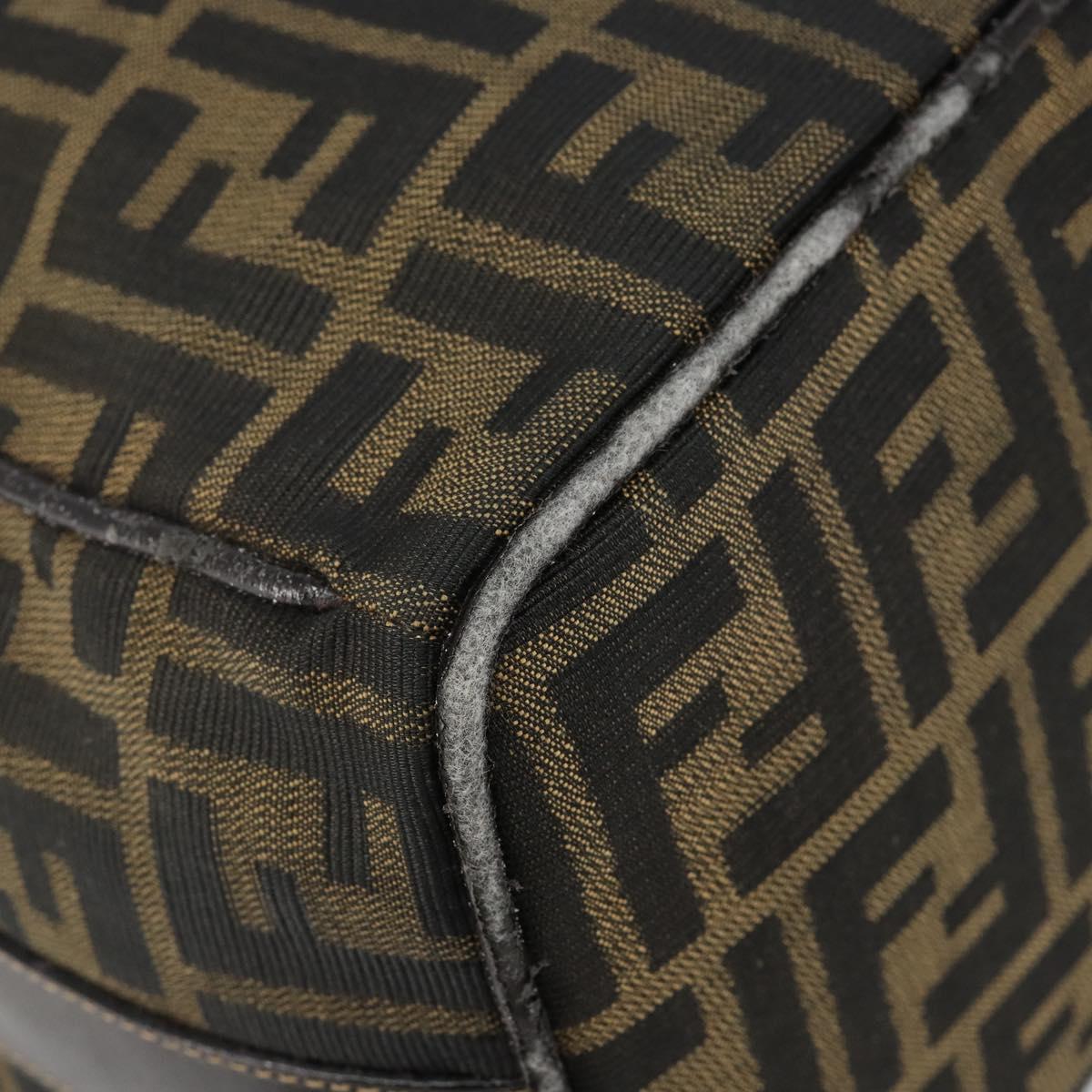 FENDI Zucca Canvas Vanity Bag Black Brown gold Auth 144081