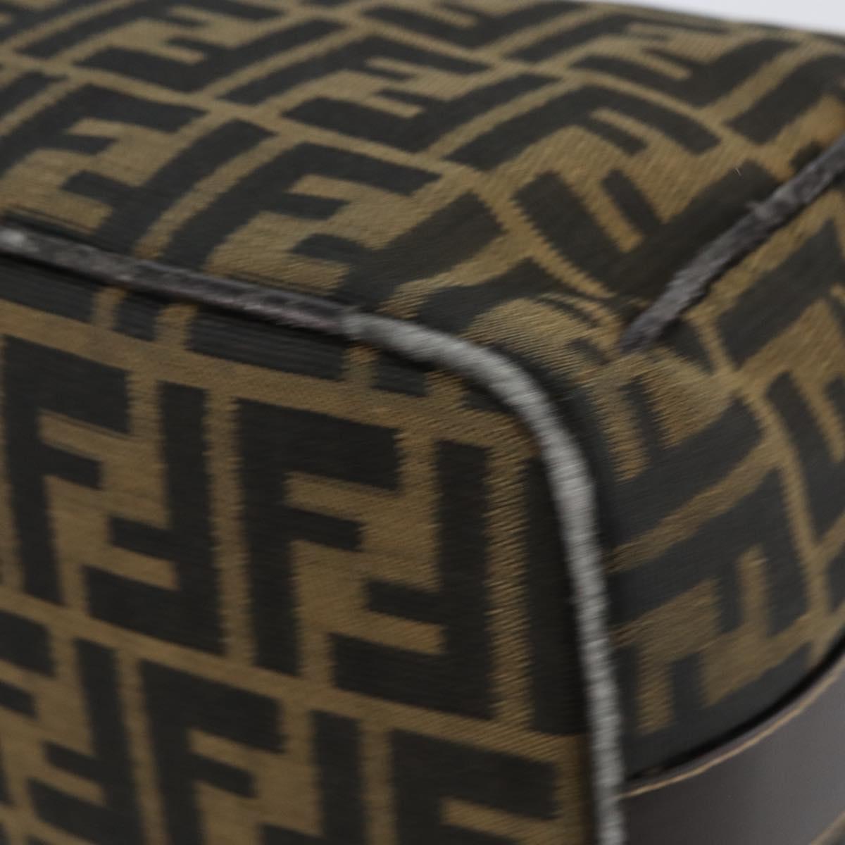 FENDI Zucca Canvas Vanity Bag Black Brown gold Auth 144081