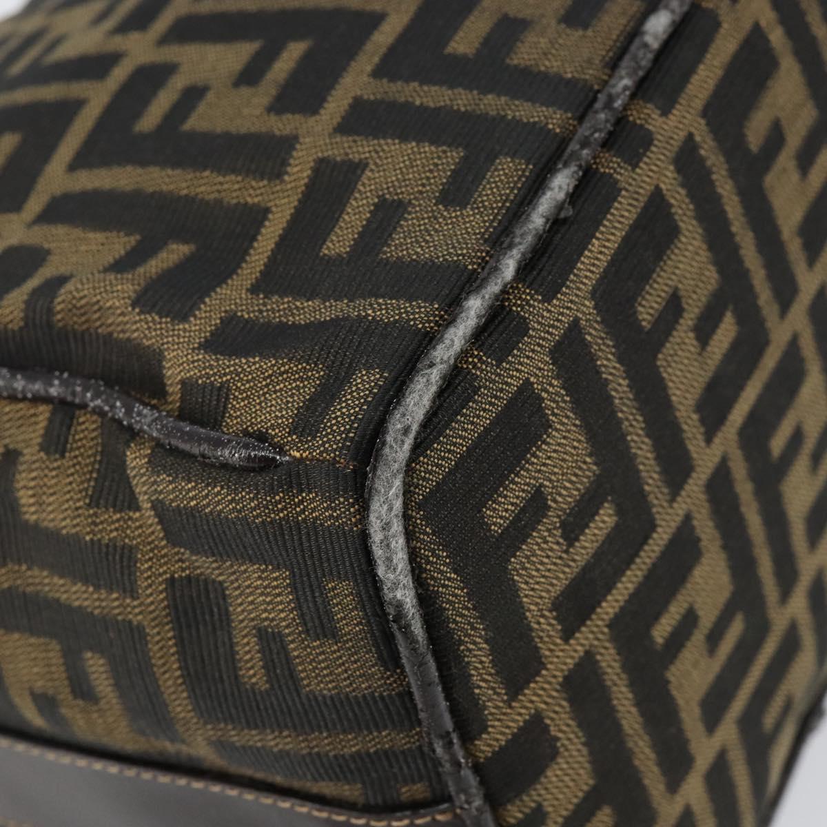 FENDI Zucca Canvas Vanity Bag Black Brown gold Auth 144081