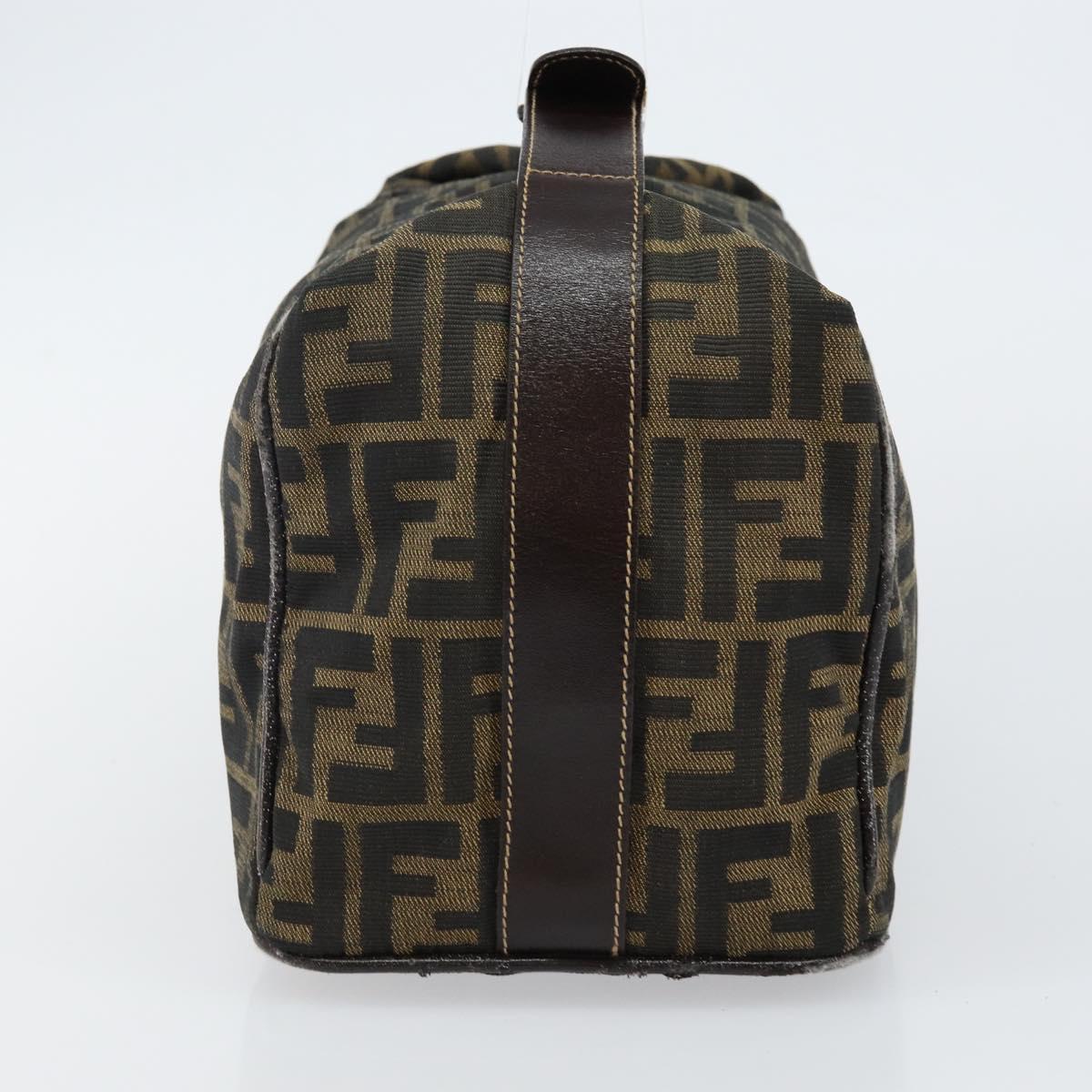 FENDI Zucca Canvas Vanity Bag Black Brown gold Auth 144081
