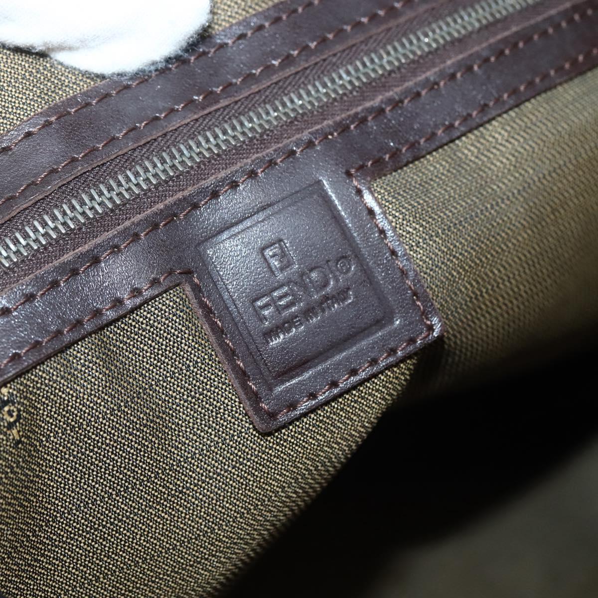 FENDI Zucca Canvas Hand Bag Brown Black Silver Auth 144082