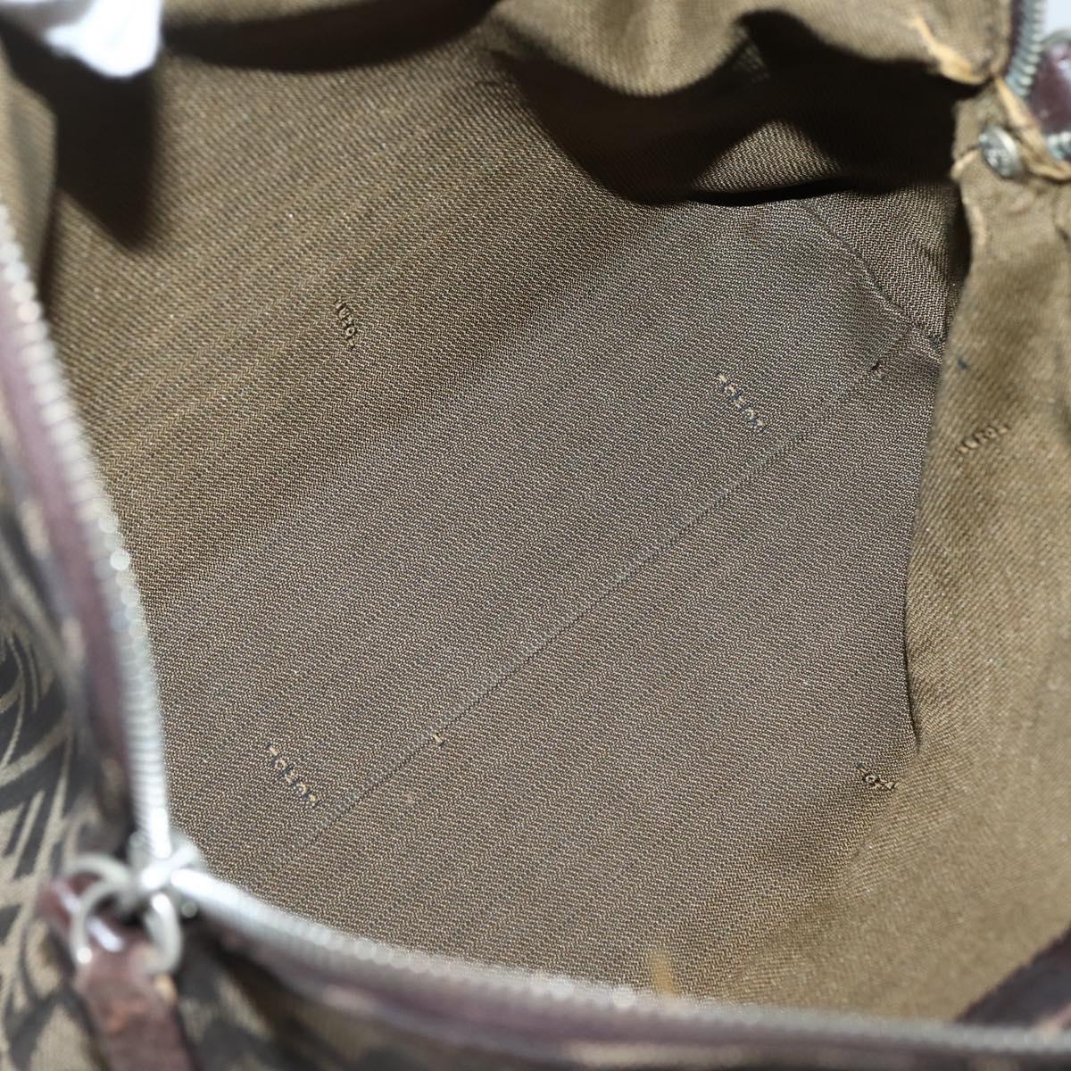 FENDI Zucca Canvas Hand Bag Brown Black Silver Auth 144082