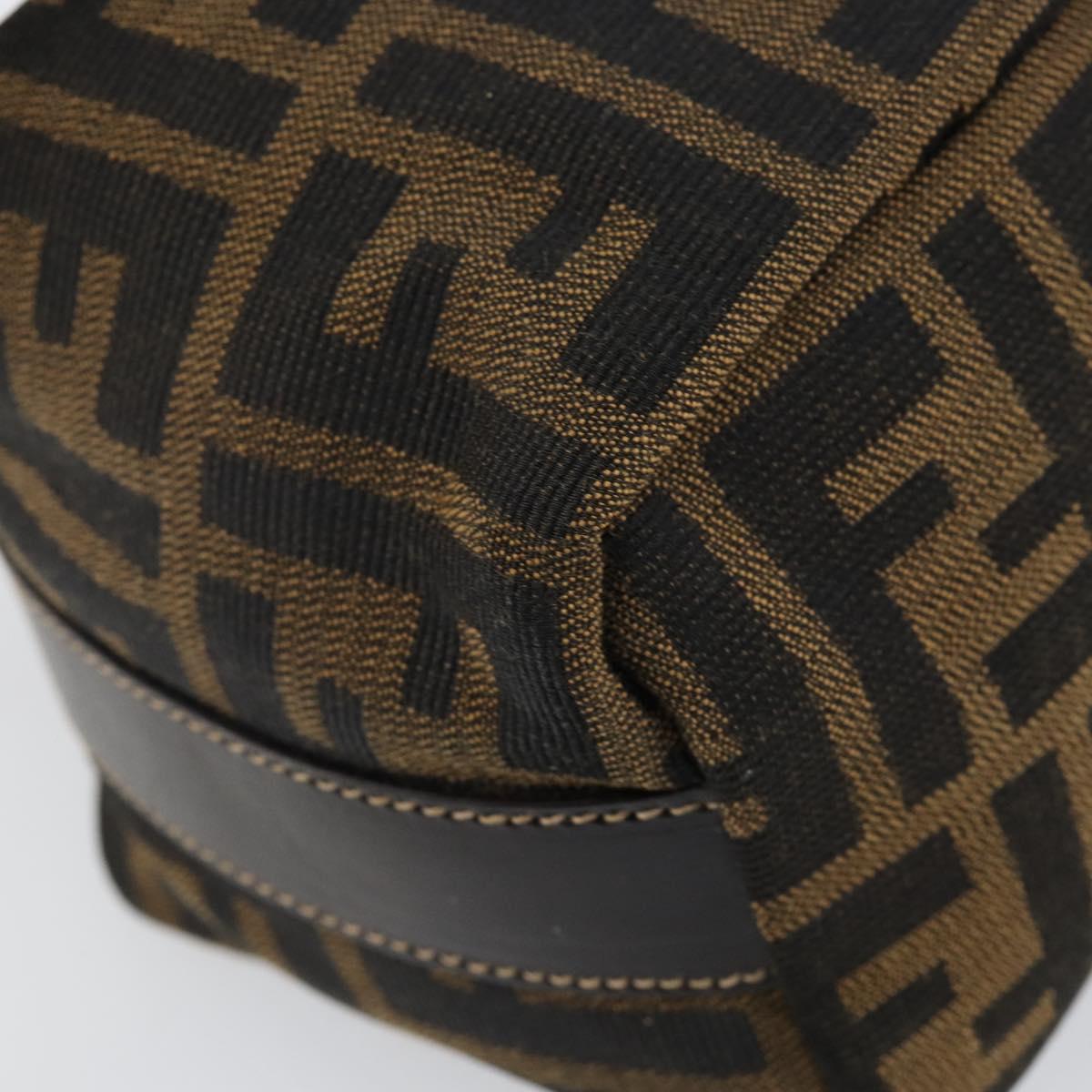 FENDI Zucca Canvas Vanity Pouch Black Brown gold Auth 144083