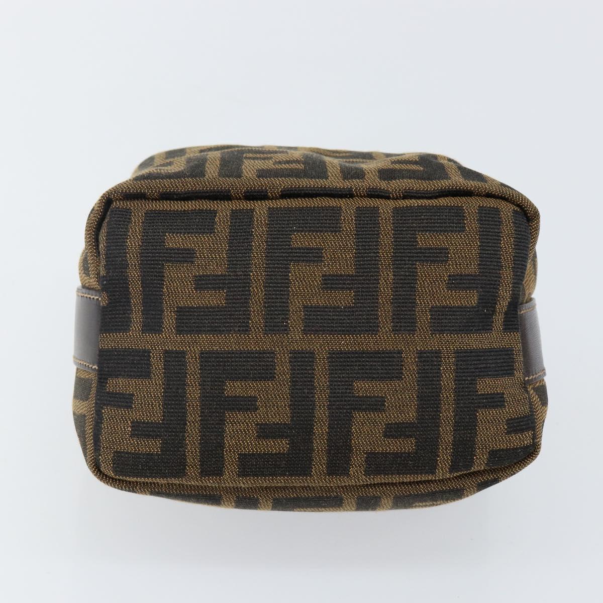 FENDI Zucca Canvas Vanity Pouch Black Brown gold Auth 144083