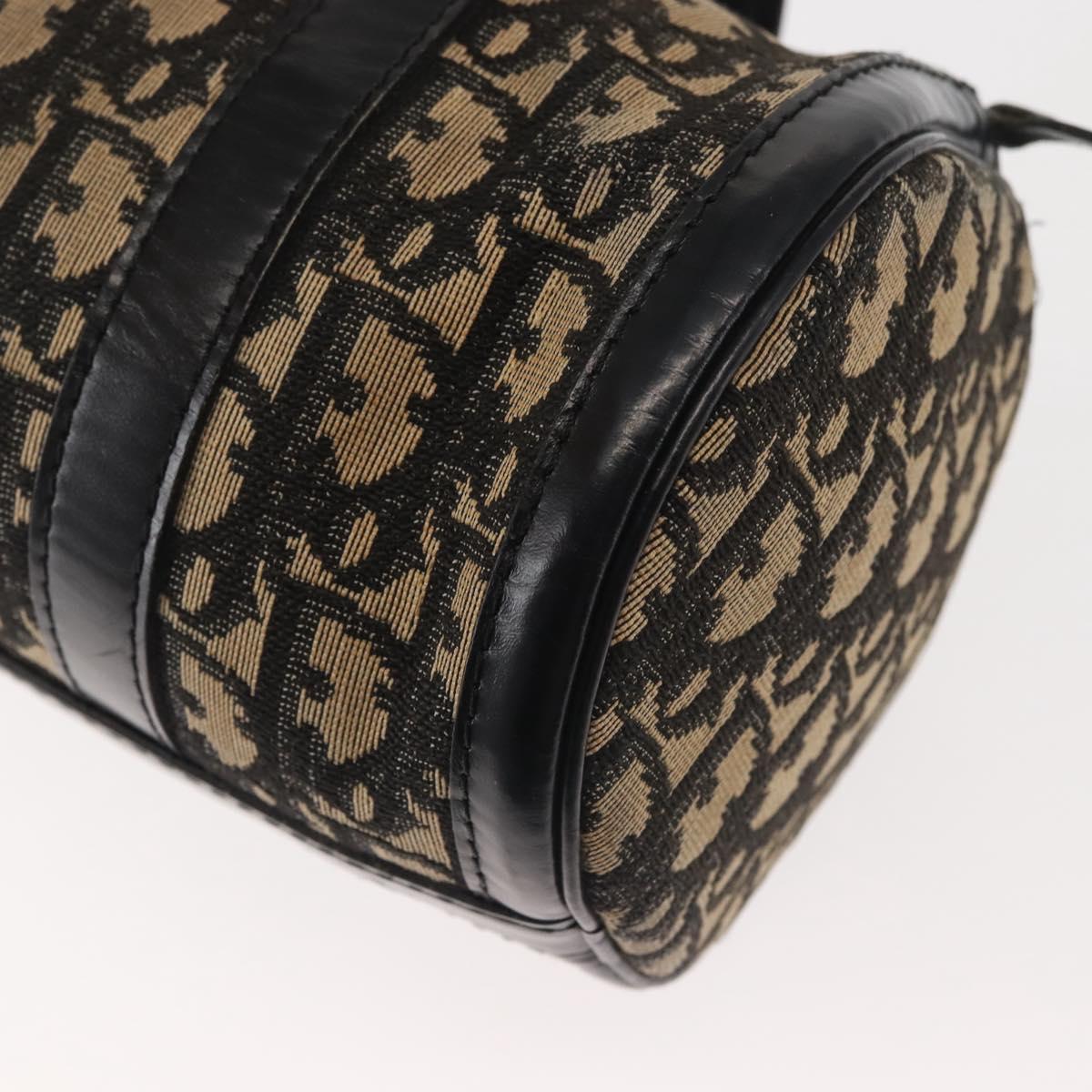 Christian Dior Trotter Canvas Hand Bag Black Silver Auth 144090