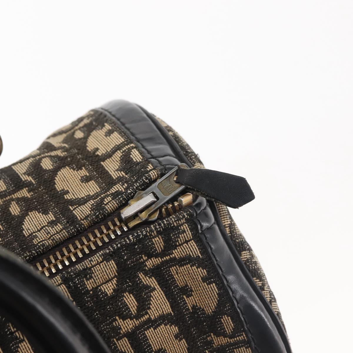 Christian Dior Trotter Canvas Hand Bag Black Silver Auth 144090