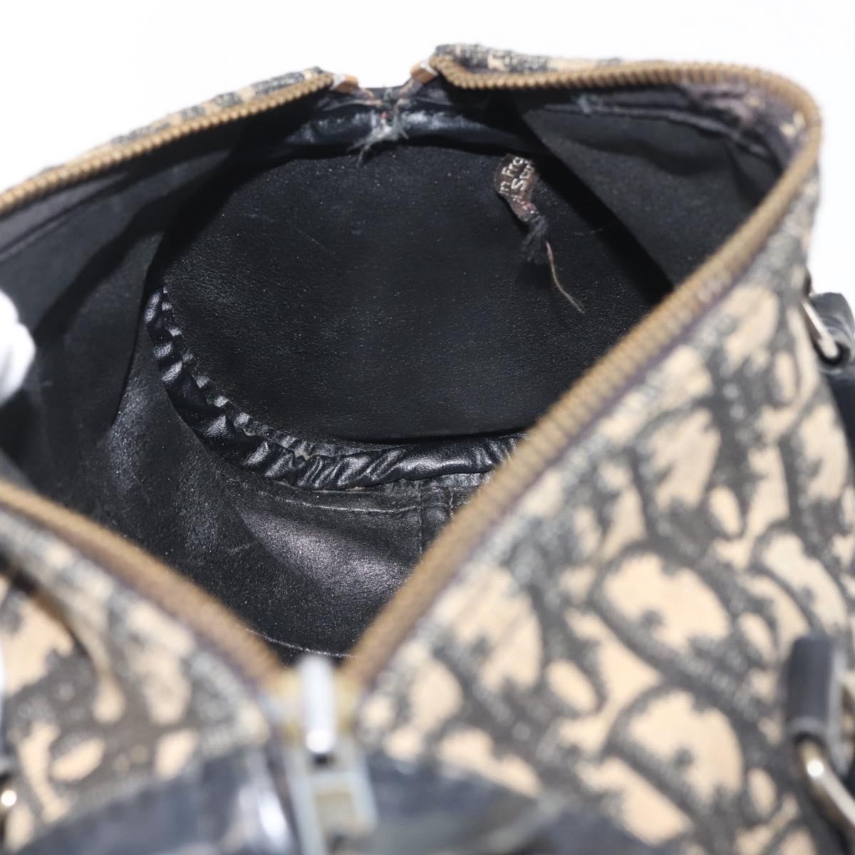 Christian Dior Trotter Canvas Hand Bag Black Silver Auth 144090