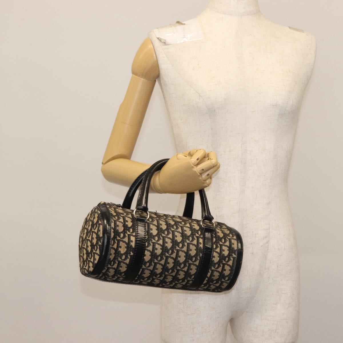 Christian Dior Trotter Canvas Hand Bag Black Silver Auth 144090