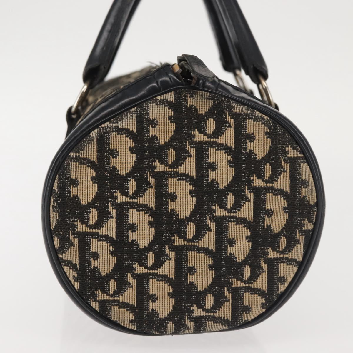 Christian Dior Trotter Canvas Hand Bag Black Silver Auth 144090