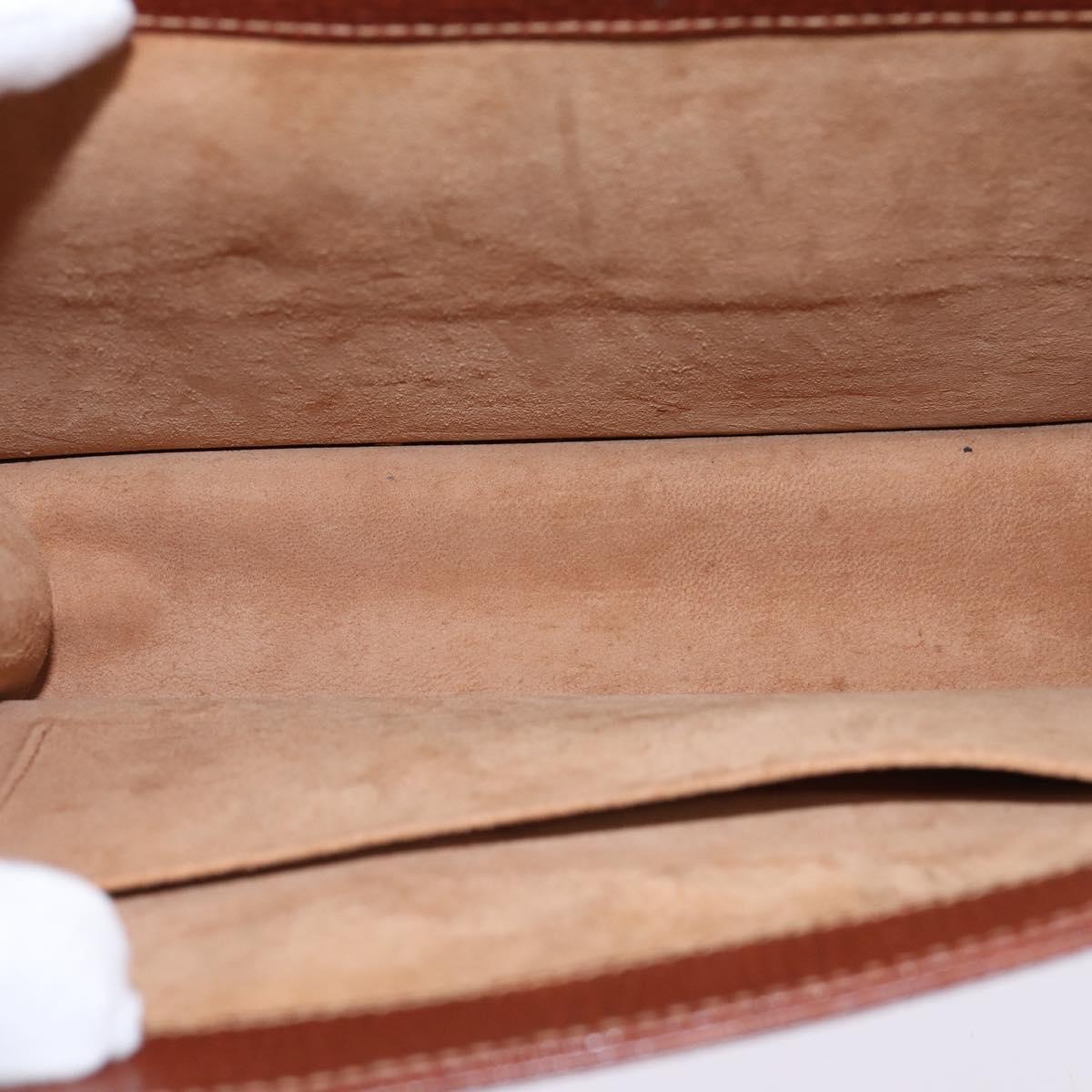 LOEWE Barcelona Hand Bag Leather 2way Brown Gold Auth 144093