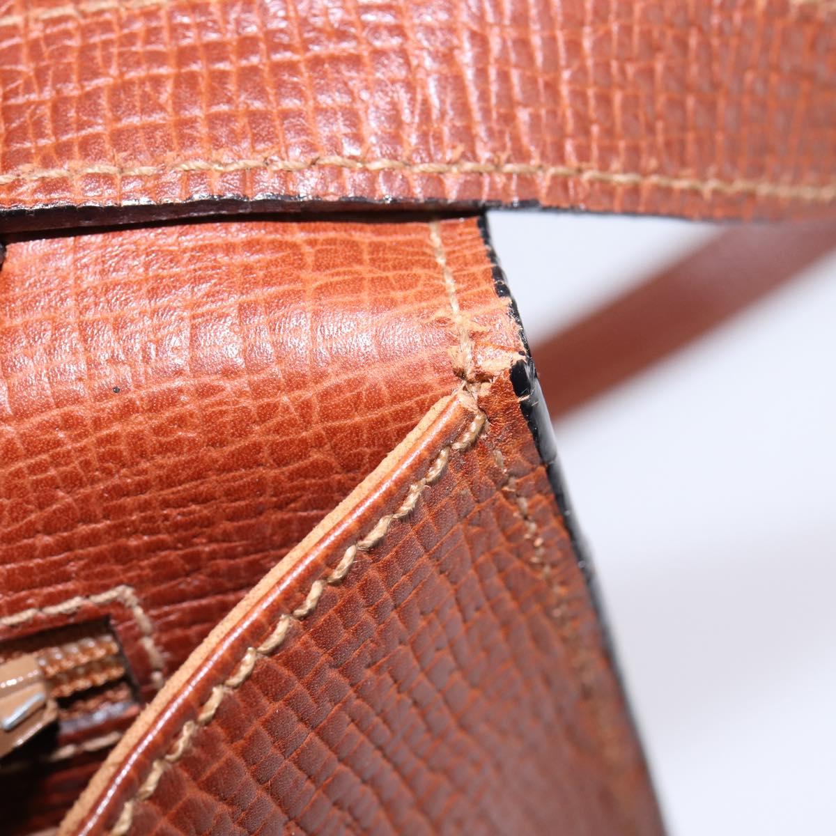 LOEWE Barcelona Hand Bag Leather 2way Brown Gold Auth 144093