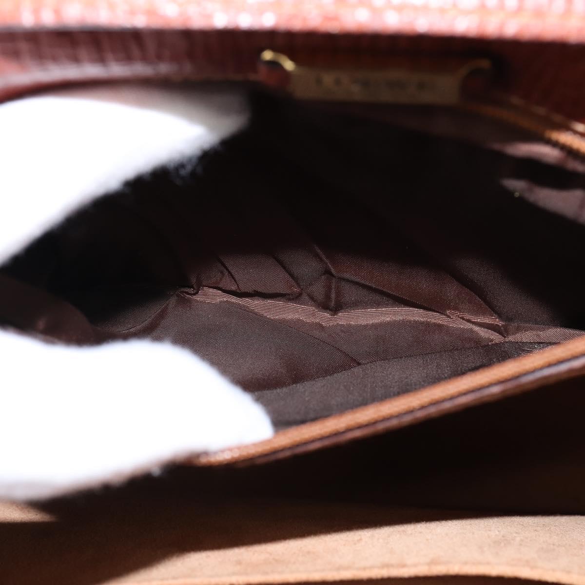 LOEWE Barcelona Hand Bag Leather 2way Brown Gold Auth 144093