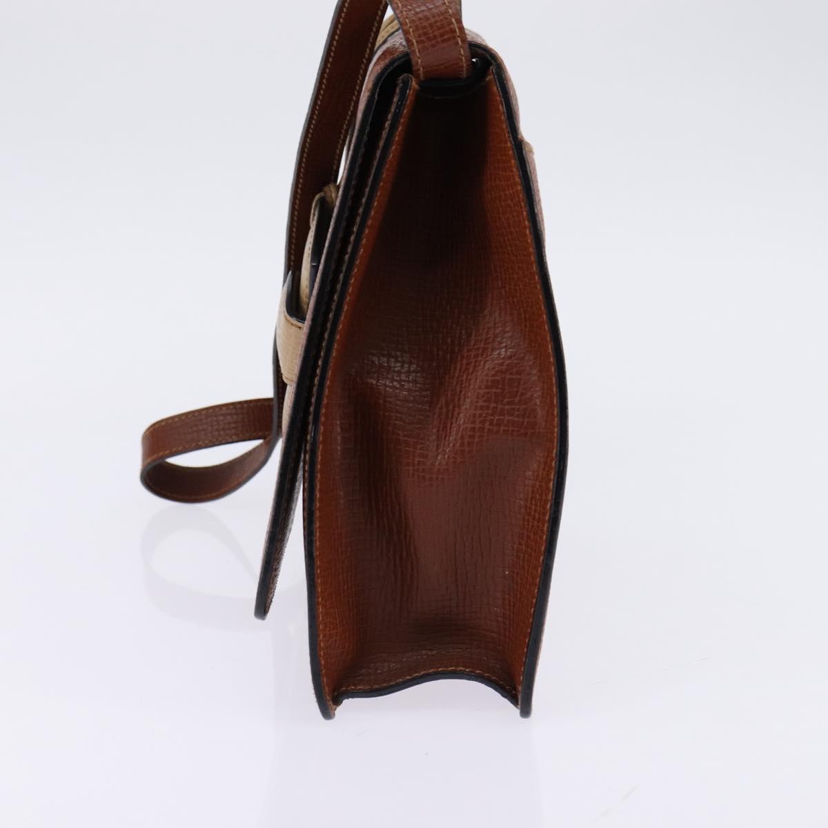 LOEWE Barcelona Hand Bag Leather 2way Brown Gold Auth 144093