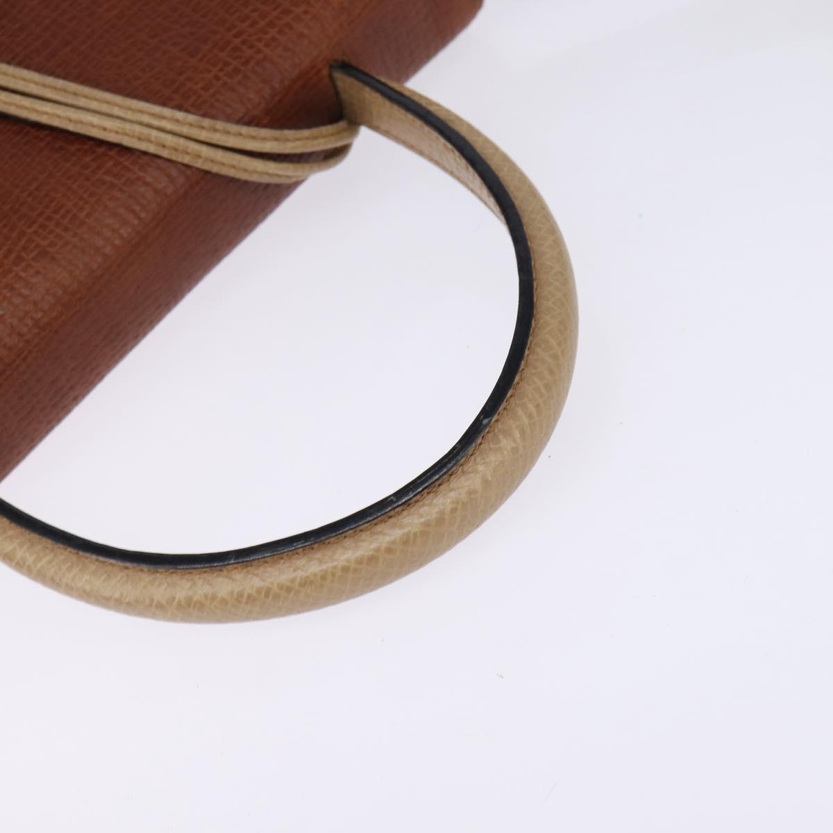 LOEWE Barcelona Hand Bag Leather 2way Brown Gold Auth 144093