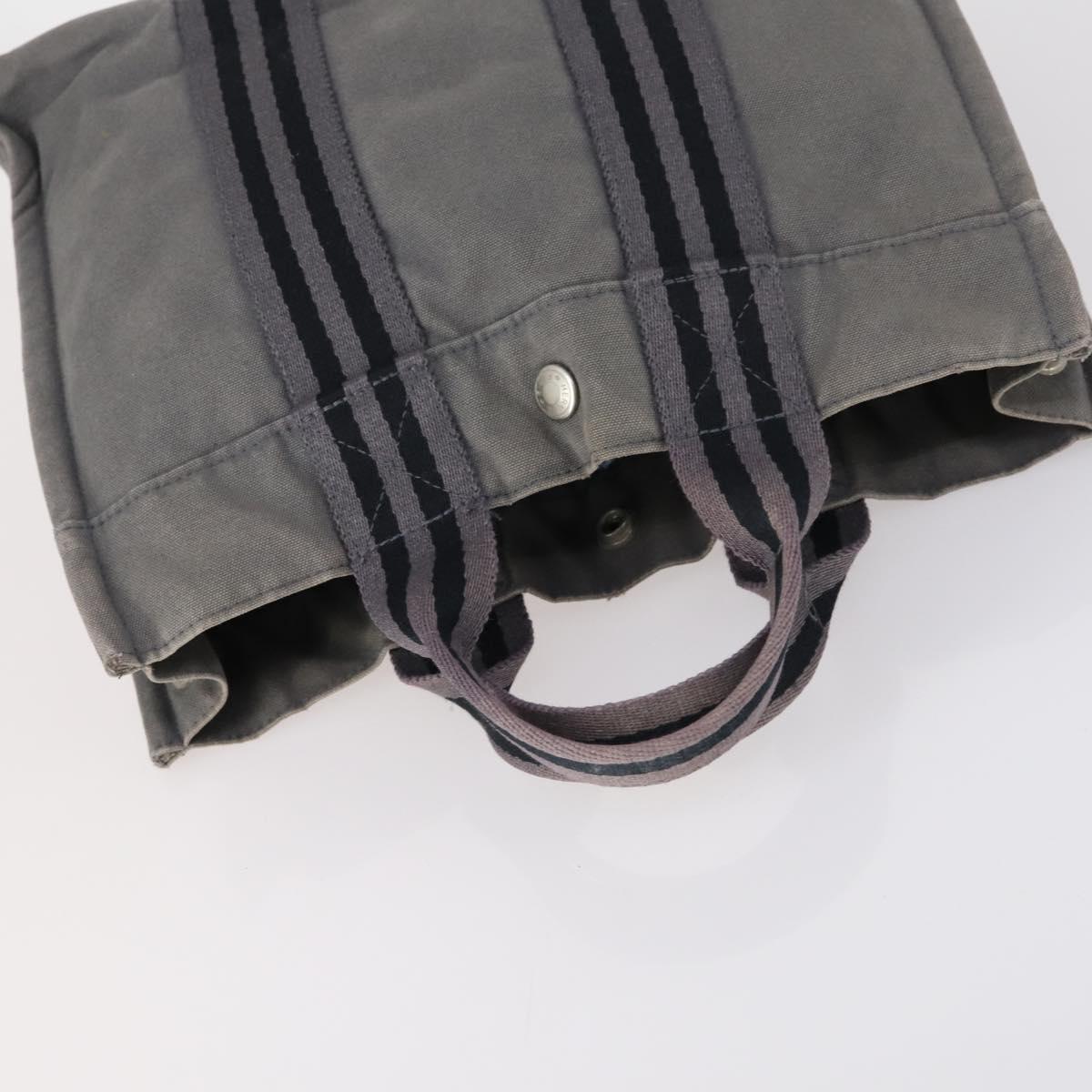 HERMES Fourre Tout PM Hand Bag Canvas 3 Set Gray Red Auth 144094