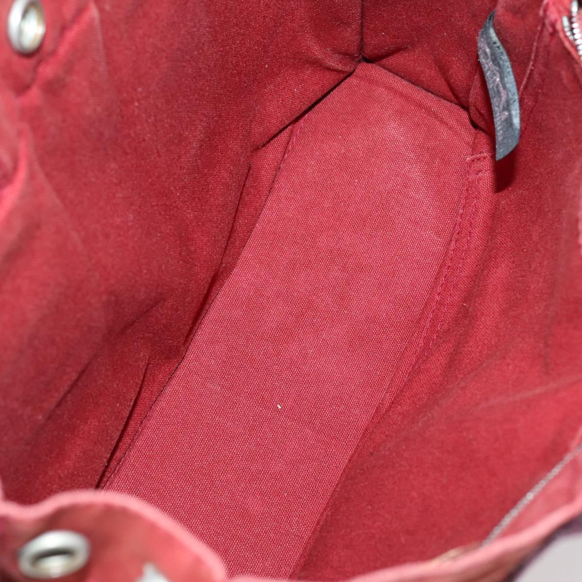 HERMES Fourre Tout PM Hand Bag Canvas 3 Set Gray Red Auth 144094