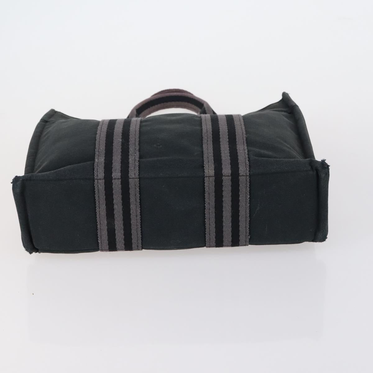 HERMES Fourre Tout PM Hand Bag Canvas 3 Set Gray Red Auth 144094