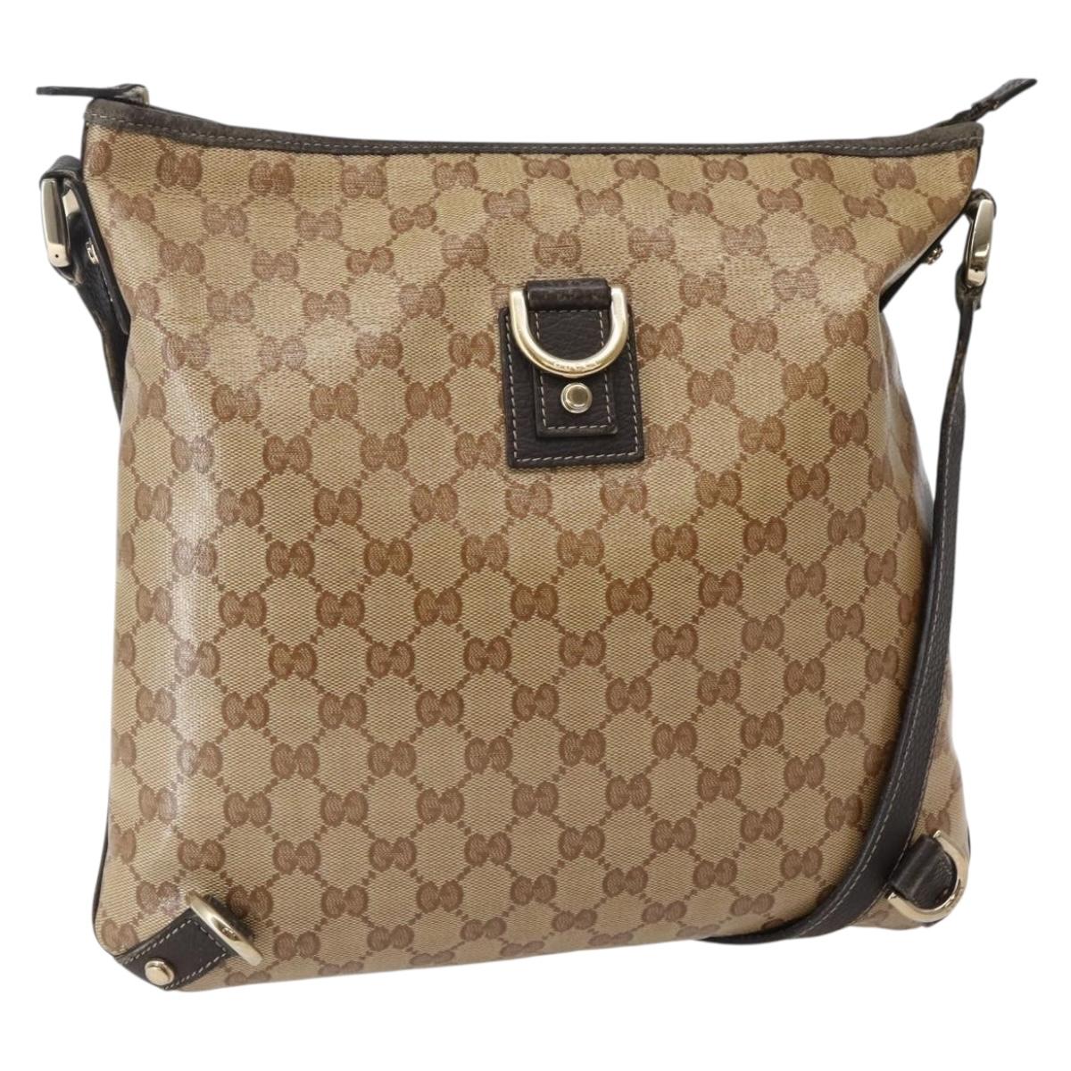 GUCCI GG Crystal Abbey Bag Coated Canvas Outlet Beige Gold 268642 Auth 144095
