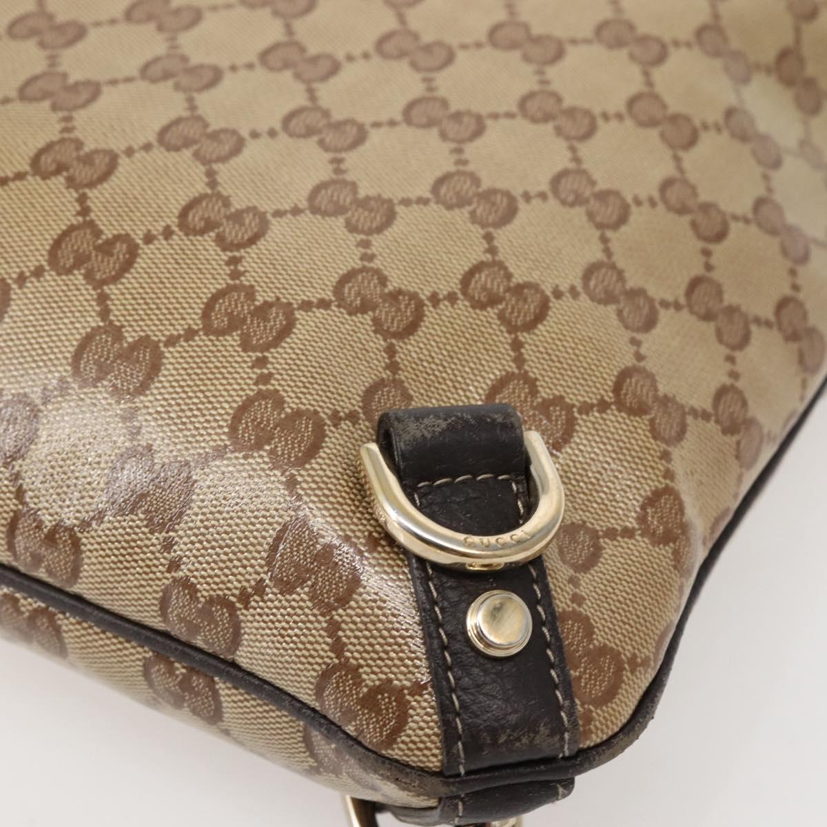 GUCCI GG Crystal Abbey Bag Coated Canvas Outlet Beige Gold 268642 Auth 144095