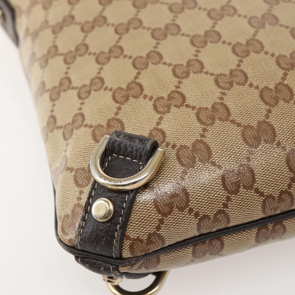 GUCCI GG Crystal Abbey Bag Coated Canvas Outlet Beige Gold 268642 Auth 144095
