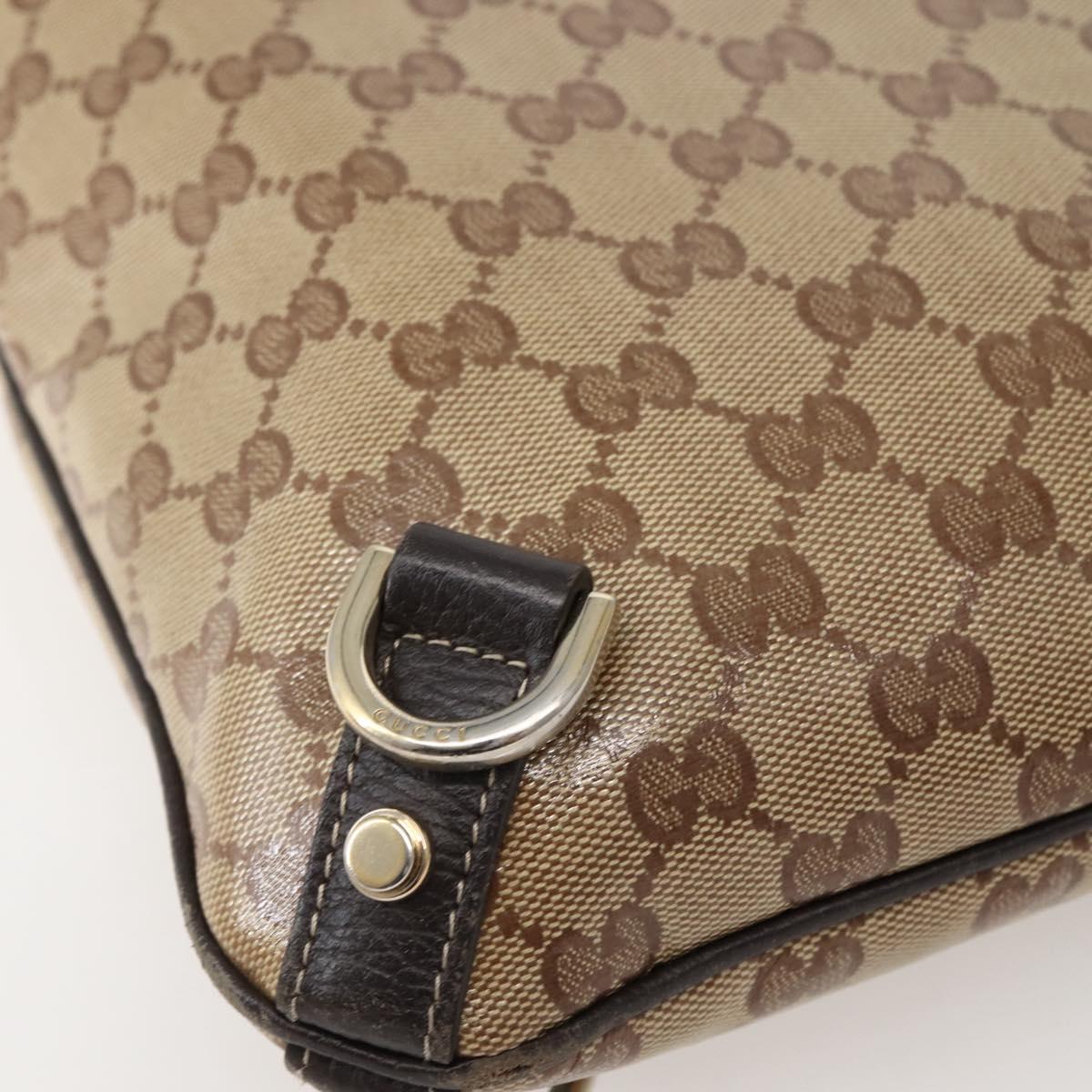 GUCCI GG Crystal Abbey Bag Coated Canvas Outlet Beige Gold 268642 Auth 144095
