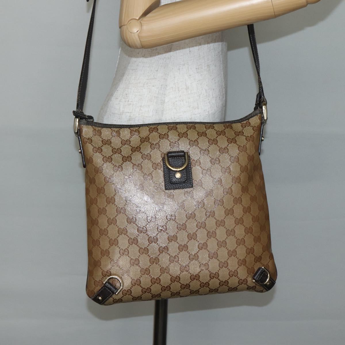 GUCCI GG Crystal Abbey Bag Coated Canvas Outlet Beige Gold 268642 Auth 144095