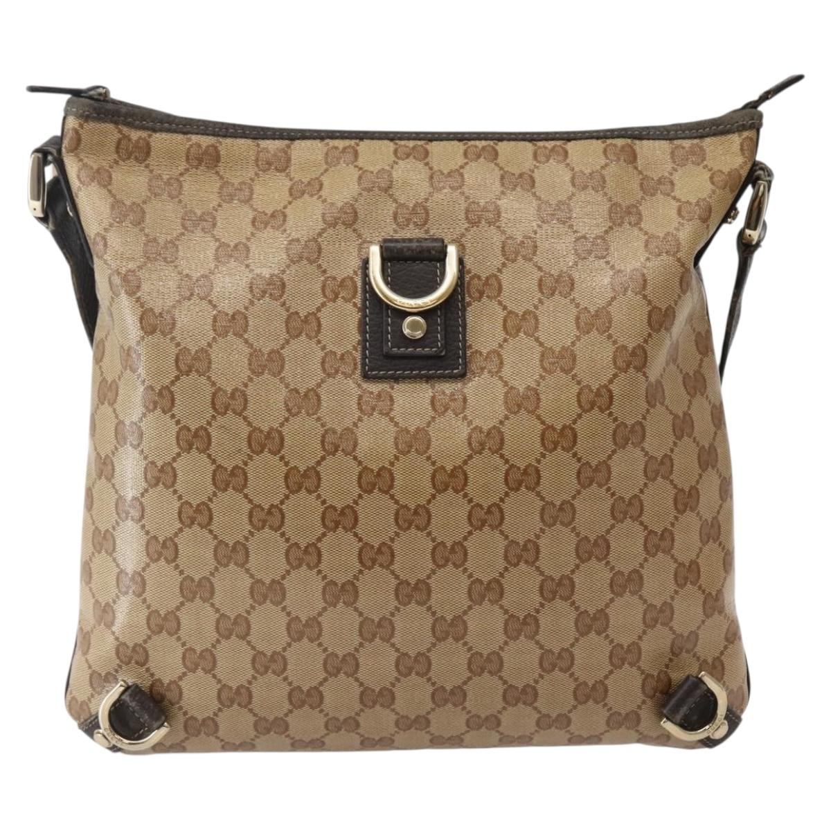 GUCCI GG Crystal Abbey Bag Coated Canvas Outlet Beige Gold 268642 Auth 144095