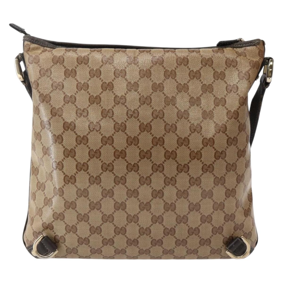 GUCCI GG Crystal Abbey Bag Coated Canvas Outlet Beige Gold 268642 Auth 144095