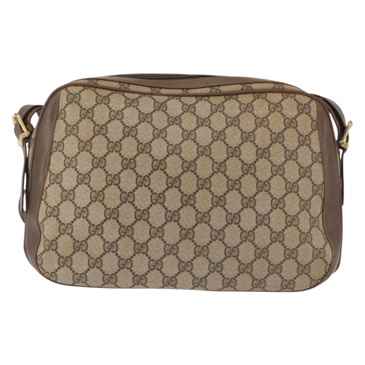 GUCCI GG Supreme Shoulder Bag PVC Beige Silver 001 46 5532 Auth 144096