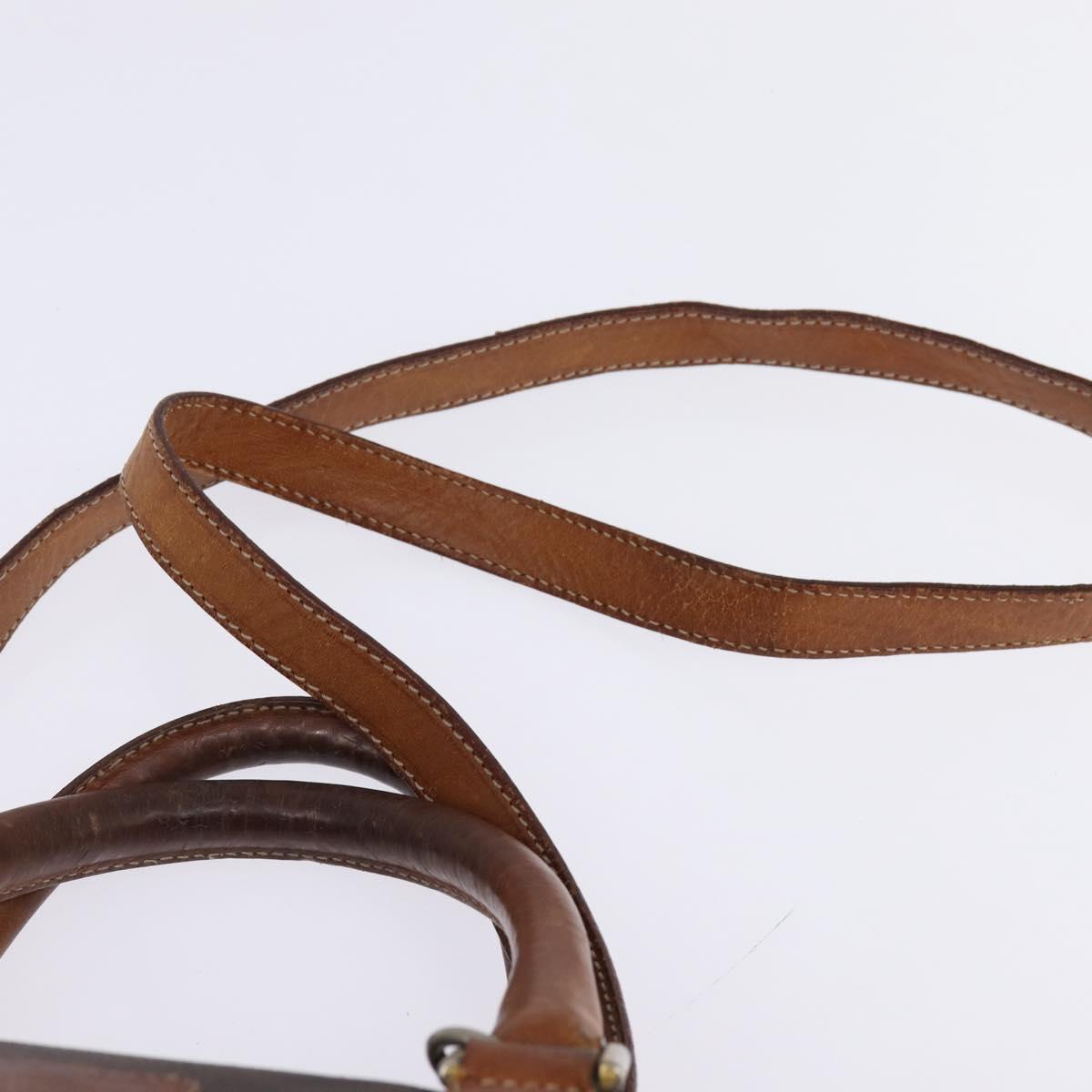 CELINE Macadam Canvas Hand Bag PVC Leather 2way Brown Gold Auth 144099