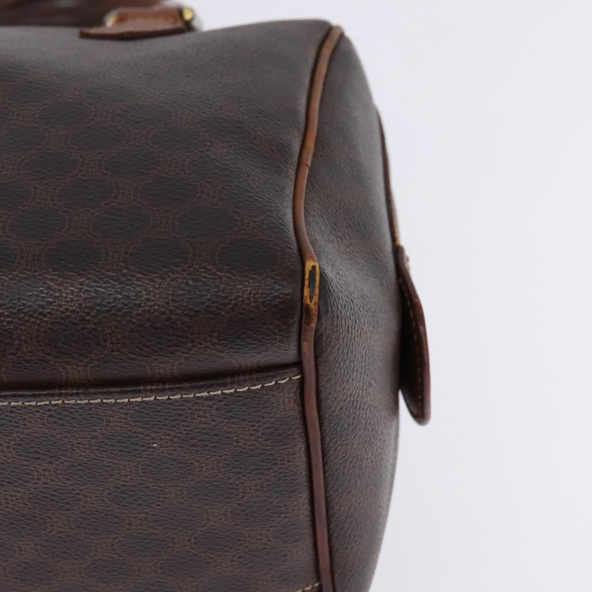 CELINE Macadam Canvas Hand Bag PVC Leather 2way Brown Gold Auth 144099