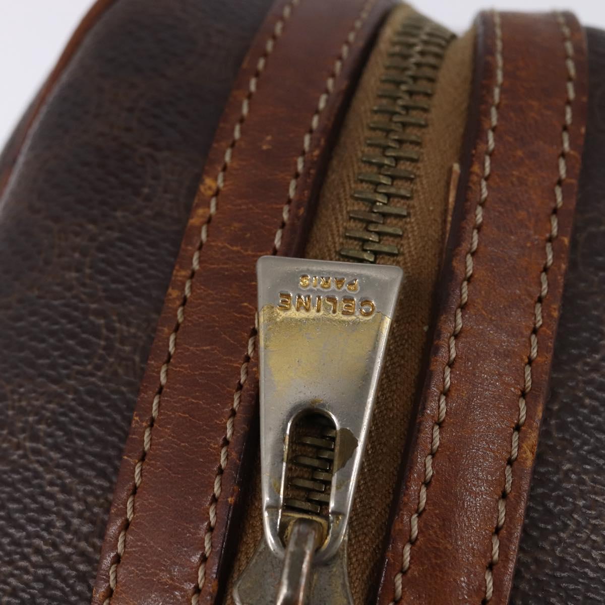 CELINE Macadam Canvas Hand Bag PVC Leather 2way Brown Gold Auth 144099