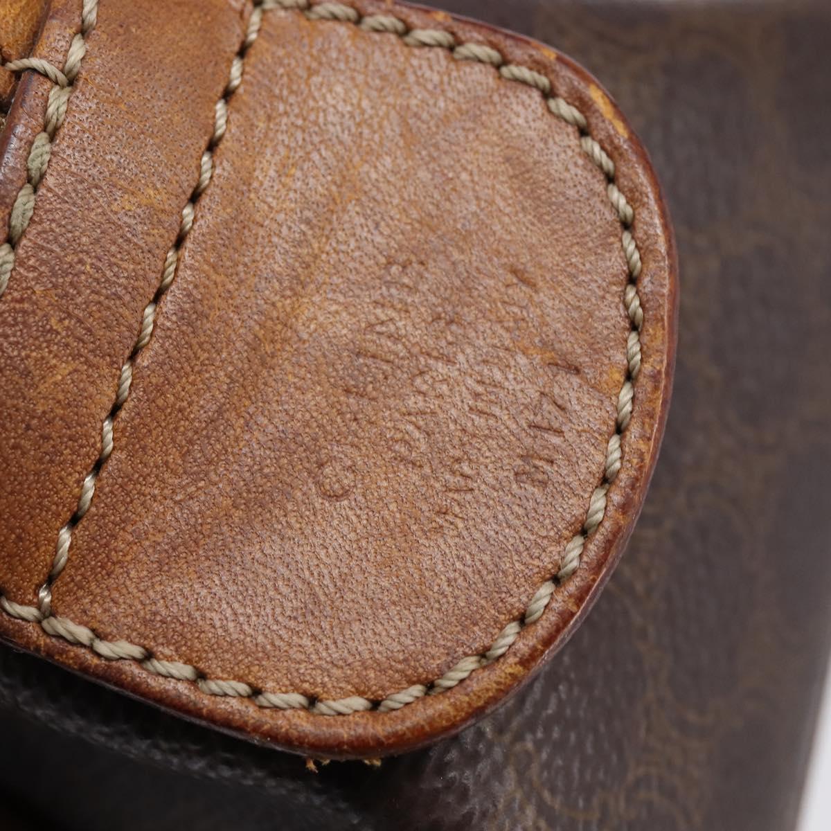 CELINE Macadam Canvas Hand Bag PVC Leather 2way Brown Gold Auth 144099