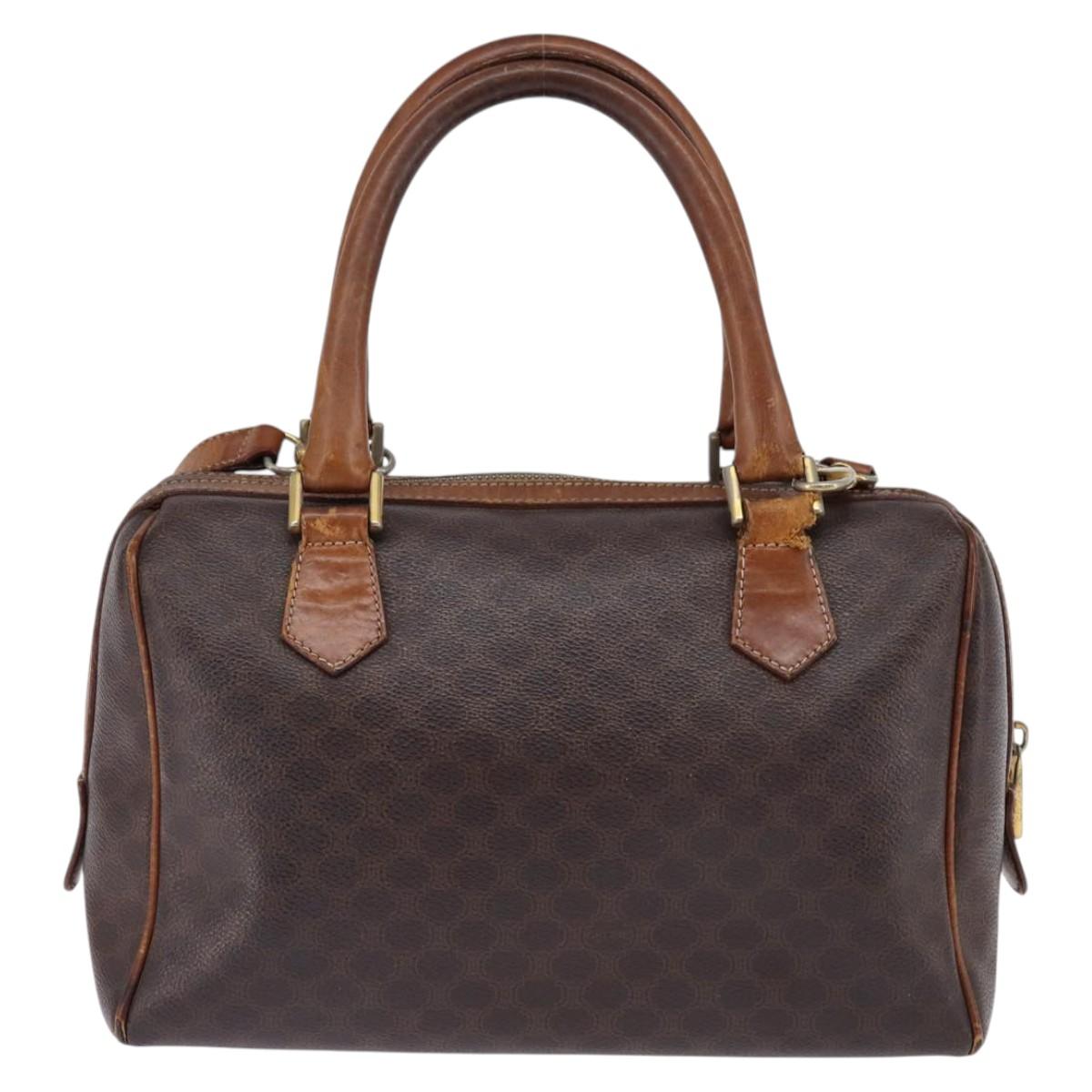 CELINE Macadam Canvas Hand Bag PVC Leather 2way Brown Gold Auth 144099