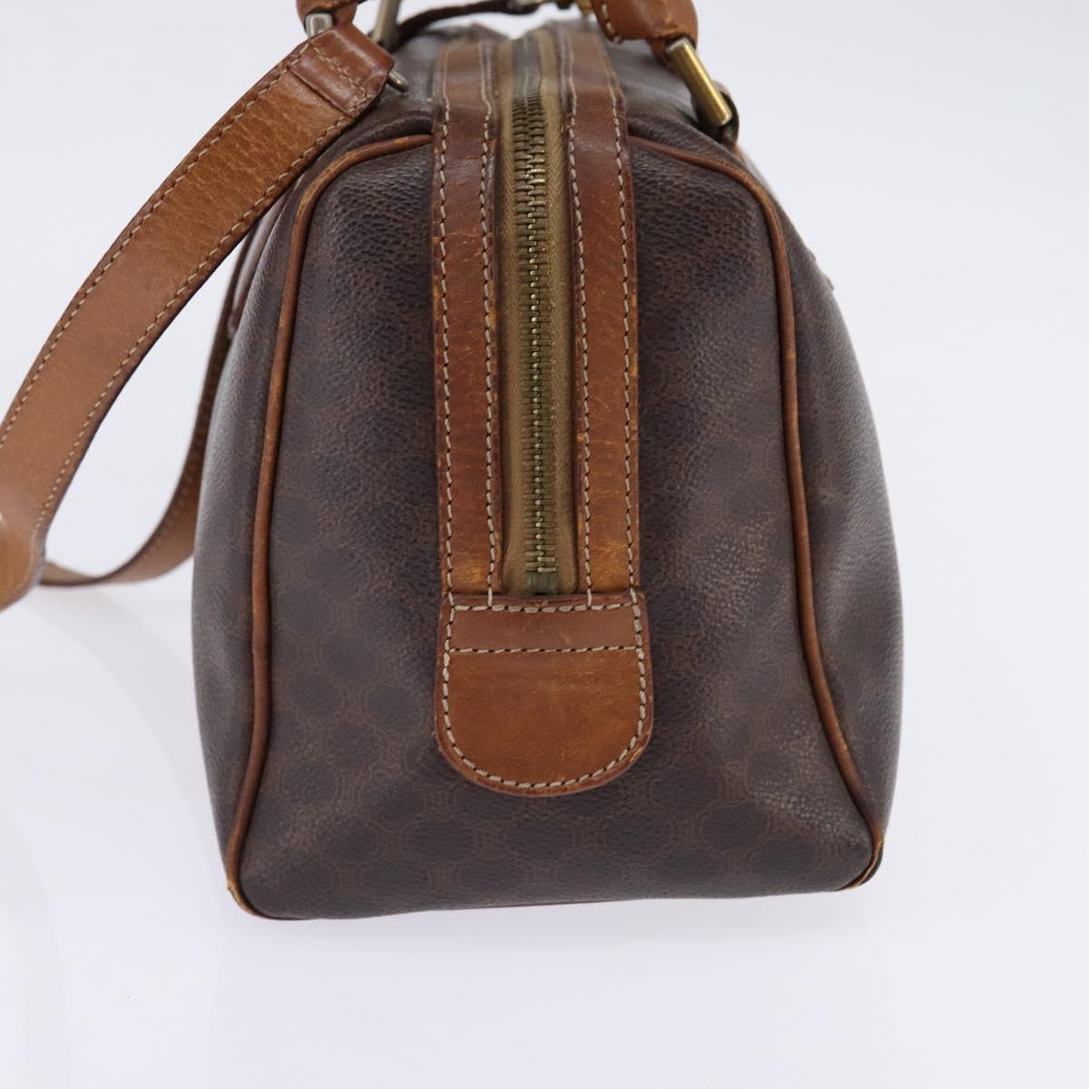 CELINE Macadam Canvas Hand Bag PVC Leather 2way Brown Gold Auth 144099