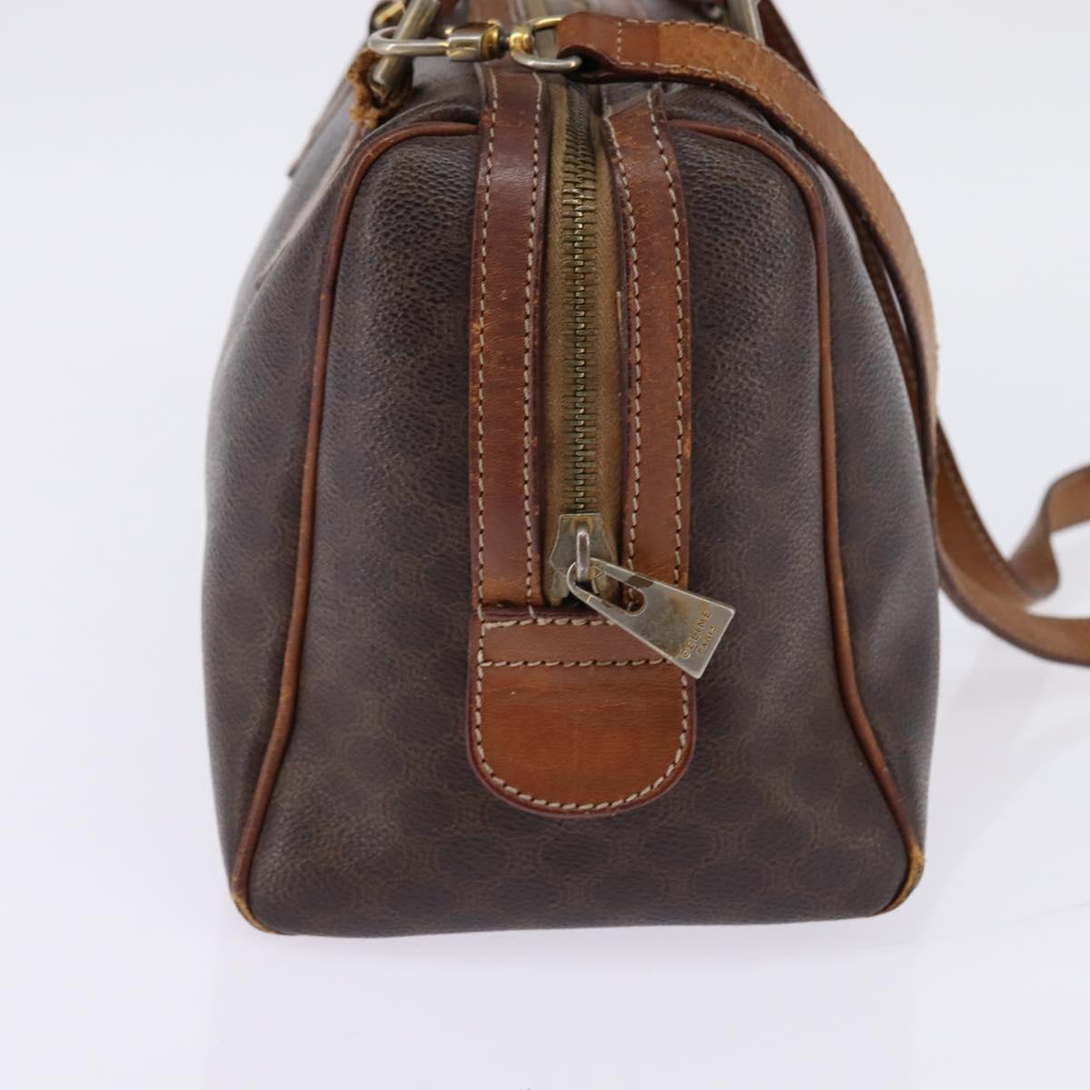 CELINE Macadam Canvas Hand Bag PVC Leather 2way Brown Gold Auth 144099