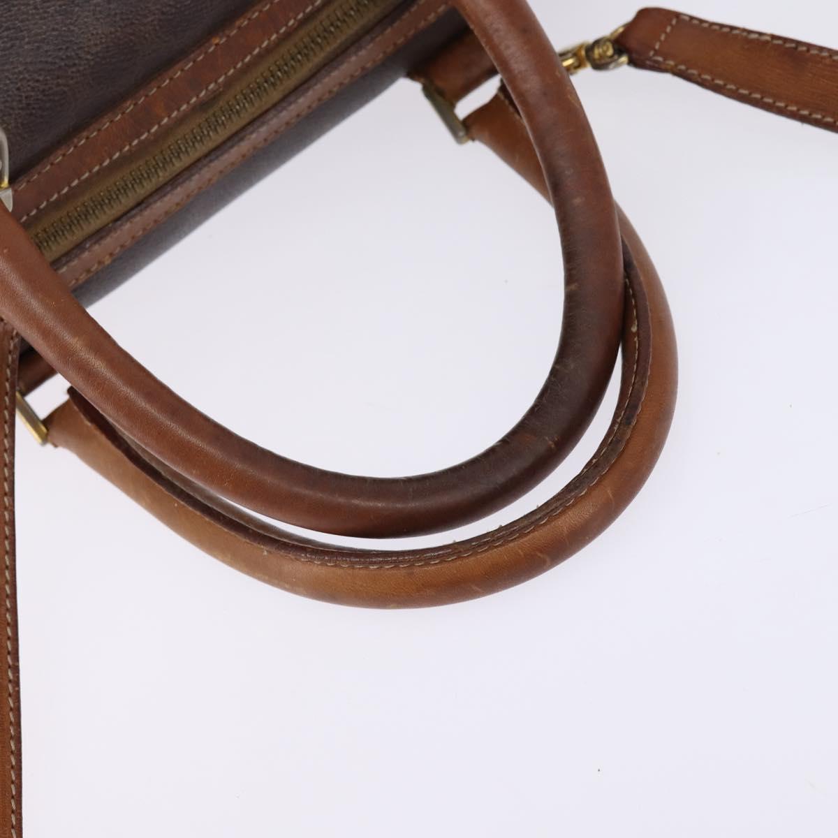 CELINE Macadam Canvas Hand Bag PVC Leather 2way Brown Gold Auth 144099