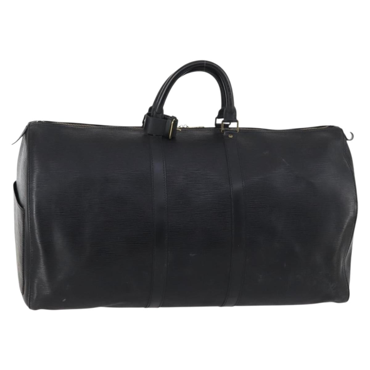LOUIS VUITTON Epi Keepall 55 Boston Bag Noir Black M42952 LV Auth 144122