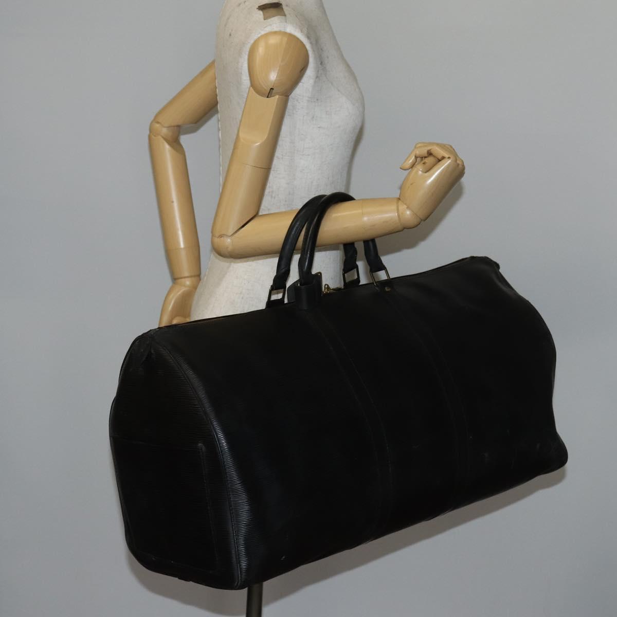 LOUIS VUITTON Epi Keepall 55 Boston Bag Noir Black M42952 LV Auth 144122