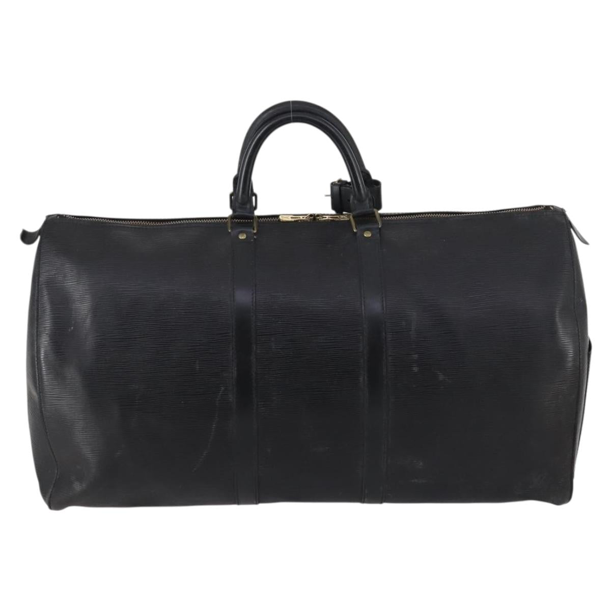 LOUIS VUITTON Epi Keepall 55 Boston Bag Noir Black M42952 LV Auth 144122