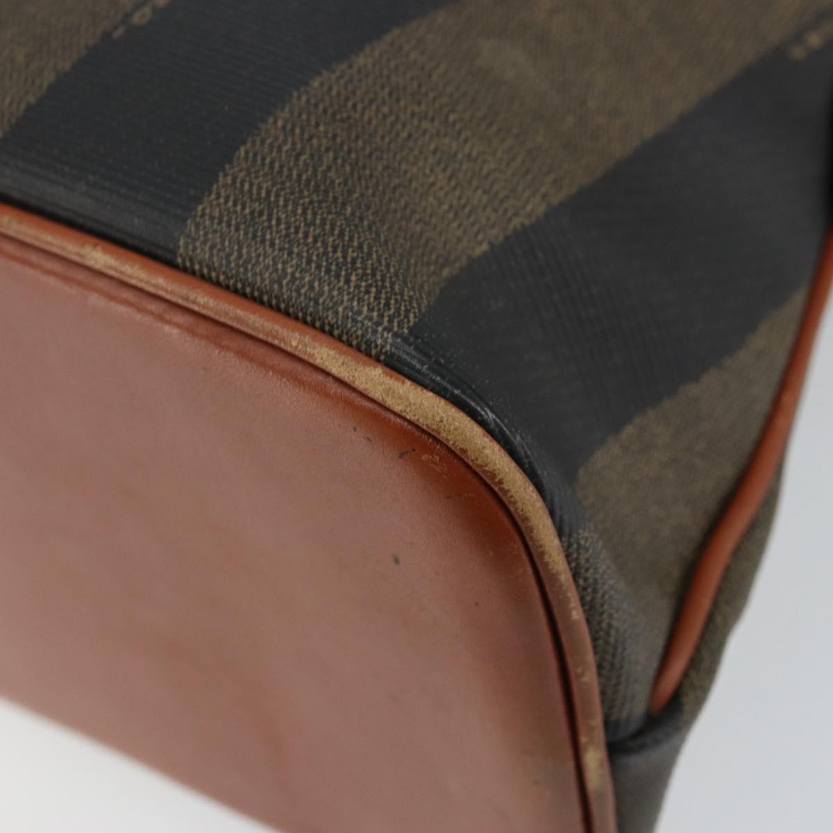 FENDI Pecan Canvas Hand Bag PVC 2way Black Brown Auth 144125