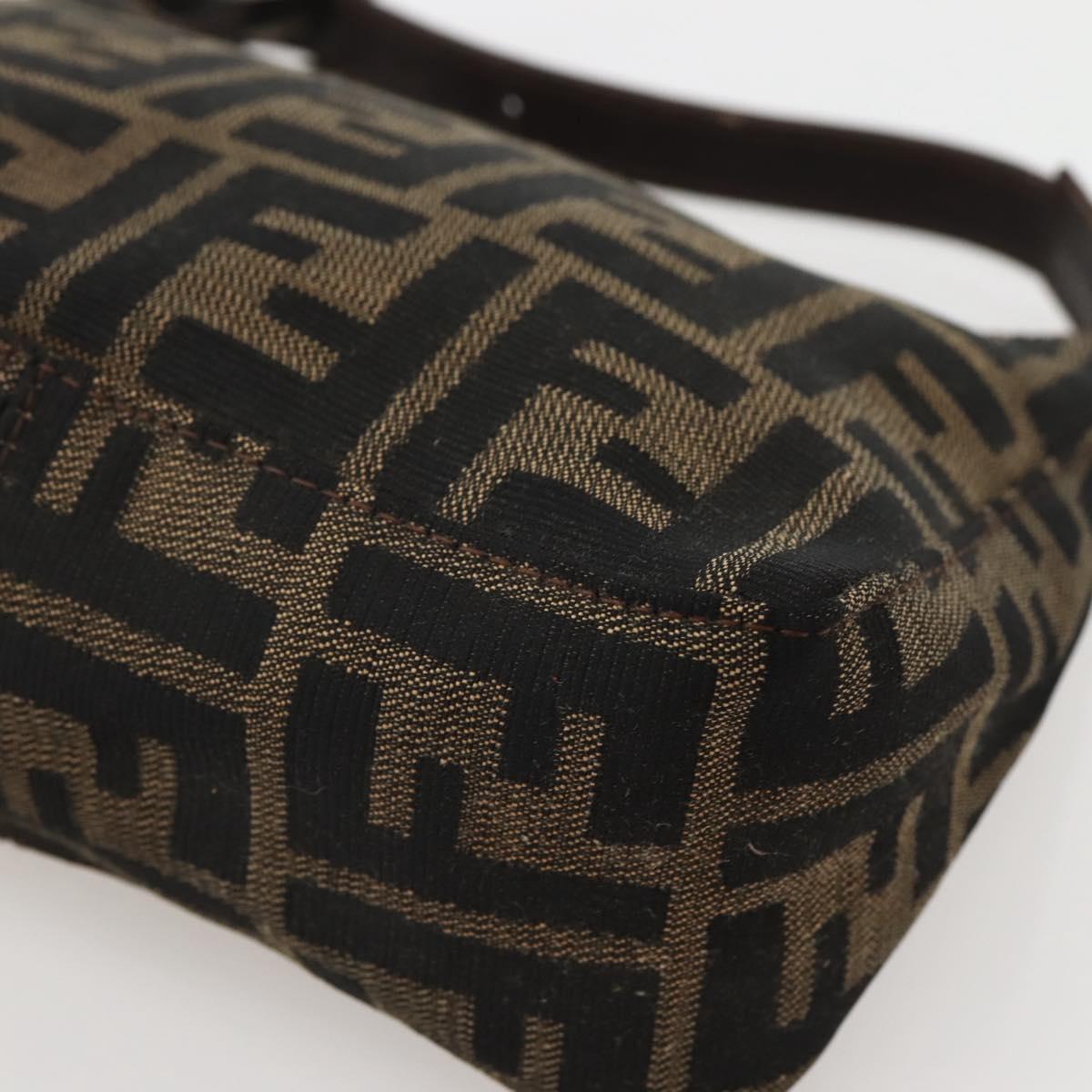 FENDI Zucca Canvas Hand Bag Brown Black Auth 144126